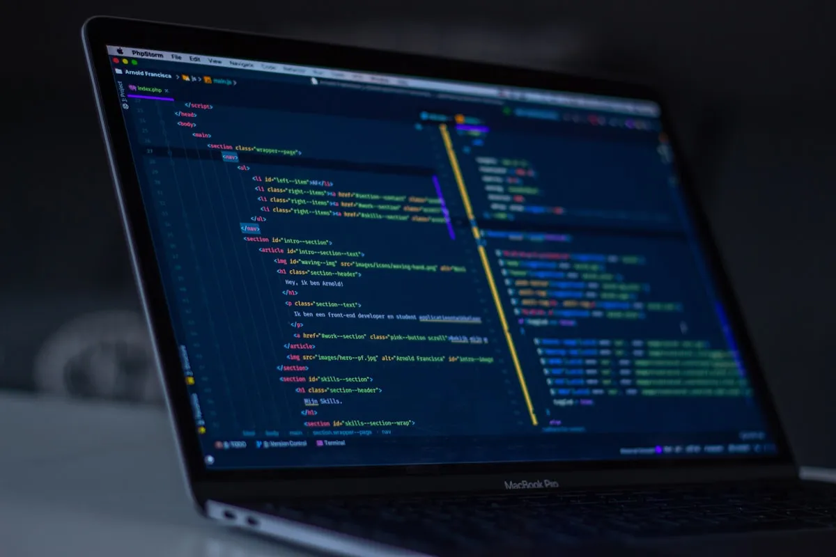 A code editor open on a website build